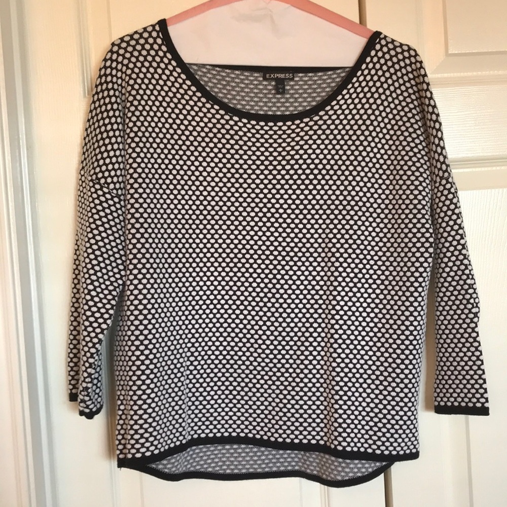 Express Black and White 3/4 length sleeve sweater
